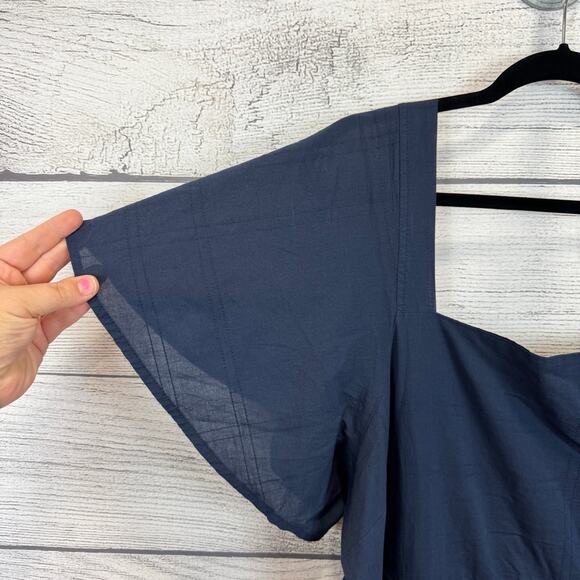 Free Assembly Plus Size Blue Short Sleeve Tiered Midi Dress Size XXXL - Picture 2 of 8